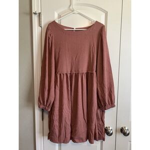 Glamaker Babydoll Mini Dress Women 2XL Rose Pink NWT Long Sleeve C507